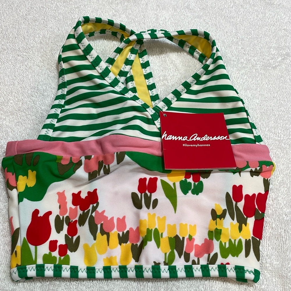 Hanna Andersson Green and Pink Kids Swim Bikini